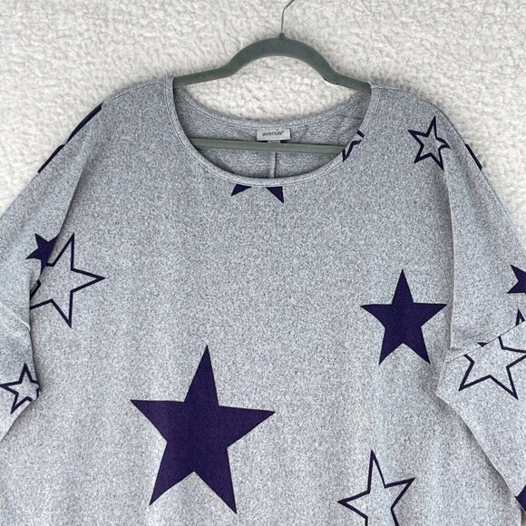 Avenue Gray Star Print Pullover Sweater Womens Soft‎ Stretch Plus Size 16 - Picture 2 of 15
